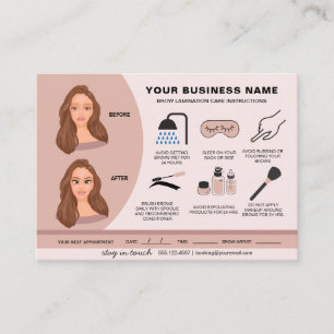 Cartão De Visita Instruções de Atenção à Laminação das sobrancelhas