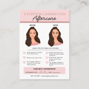 Cartão De Visita Instruções de Atenção à Laminação das sobrancelhas
