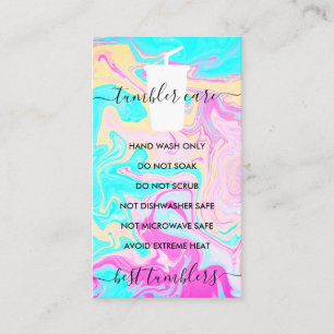 Cartão De Visita Instruções de cuidado do copo Pink Teal ombré viny