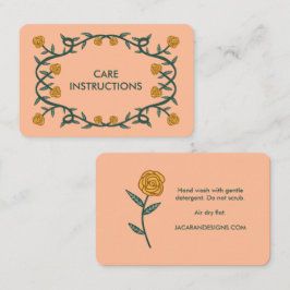 Cartão De Visita INSTRUÇÕES DE CUIDADO Quic Elegant Rosa Frame Flor