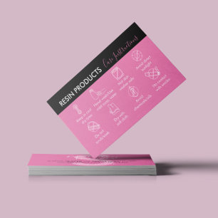 Cartão De Visita Instruções de Cuidados com Produtos de Resina Rosa