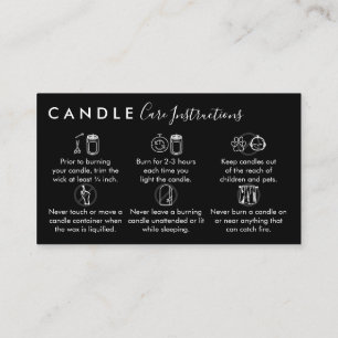 Cartão De Visita Instruções de Cuidados com Velas Pretas