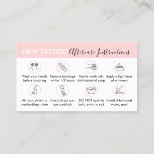 Cartão De Visita Instruções de Cuidados Pós-Tatuagem