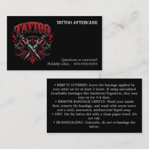 Cartão De Visita Instruções de Cuidados Pós-Tatuagem