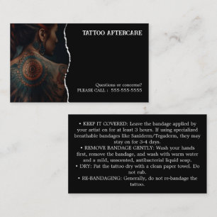 Cartão De Visita Instruções de Cuidados Pós-Tatuagem