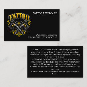 Cartão De Visita Instruções de Cuidados Pós-Tatuagem