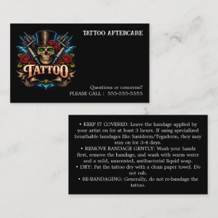 Cartão De Visita Instruções de Cuidados Pós-Tatuagem