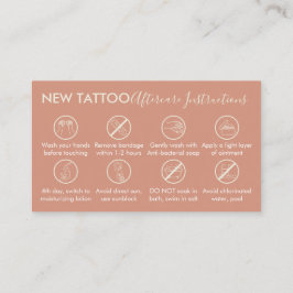 Cartão De Visita Instruções de Cuidados Pós-Tatuagem Arte Corporal