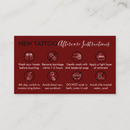 Cartão De Visita Instruções de Cuidados Pós-Tatuagem Burgundy Body 