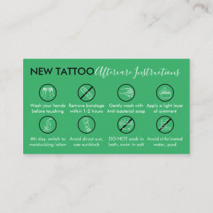 Cartão De Visita Instruções de Cuidados Pós-Tatuagem Corpo Ícone Ve