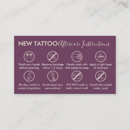 Cartão De Visita Instruções de Cuidados Pós-Tatuagem Corporal