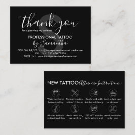 Cartão De Visita Instruções de Cuidados Pós-Tatuagem Obrigado