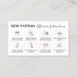 Cartão De Visita Instruções de Cuidados Pós-Tatuagem Pink Beauty