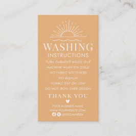 Cartão De Visita Instruções de lavagem Camisa de Vestuário Cuidados