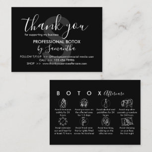 Cartão De Visita Instruções de Pós-Tratamento de Botox Preto Obriga