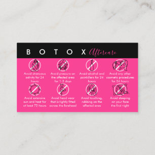 Cartão De Visita Instruções de Pós-Tratamento de Botox Rosa Neon