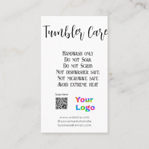 Cartão De Visita Instruções de tratamento de Tumbler adicionam logo