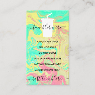 Cartão De Visita Instruções de tratamento do Tumbler líquido