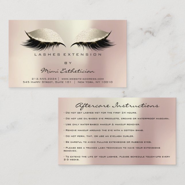 Cartão De Visita Instruções depois do tratamento travam Rosa de mar (Frente/Verso)