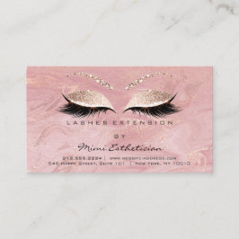 Cartão De Visita Instruções do Cuidado Lashes Estúdio Mármore Rosa