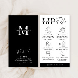 Cartão De Visita Instruções do guia de pós-tratamento de preenchime