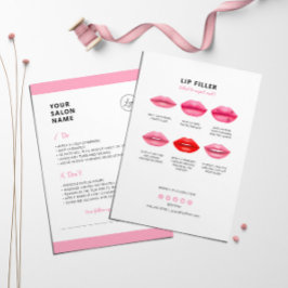 Cartão De Visita Instruções para o enchimento do lábio após cuidado