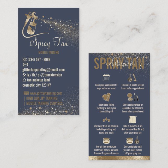 Cartão De Visita Instruções para o marinho Sprink Pós-cuidado Pulve (Frente/Verso)