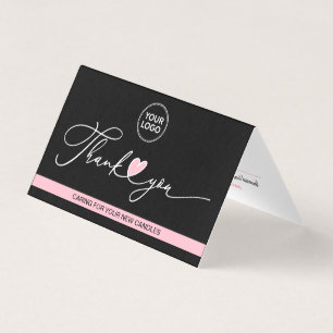 Cartão De Visita Instruções para o tratamento de velas e obrigado a