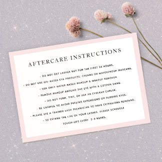 Cartão De Visita Instruções Pink AfterCare