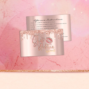 Cartão De Visita Instruções pós-tratamento Lash Rosa Drives Lábios 