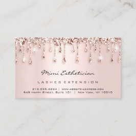 Cartão De Visita Instruções pós-tratamento Lash Rosa Glitter DripBl