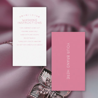 Cartão De Visita Instruções Simples de Lavagem Rosa Choque
