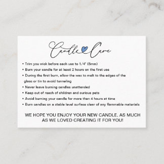 Cartão De Visita Instruções simples de tratamento de velas / Adicio