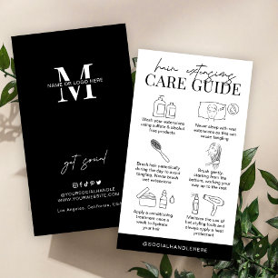 Cartão De Visita Instruções sobre extensões de cabelo minimalistas