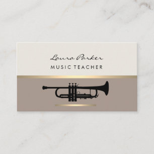 Cartão De Visita Instrumento Dourado de Professor de Música Musica