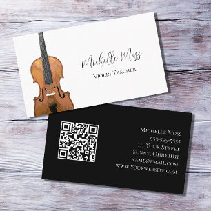 Cartão De Visita Instrumento Musical Código QR Violino Professor
