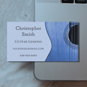 Cartão De Visita Instrumento Musical Lições de Violão Azul