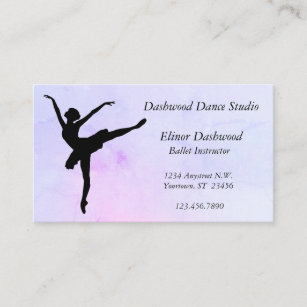 Cartão De Visita Instrutor Blue Pink Marble Balé Dance Studio