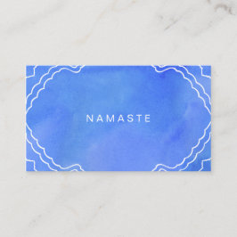 Cartão De Visita Instrutor Blue Watercolor Namaste Yoga
