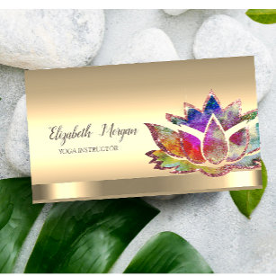 Cartão De Visita Instrutor Chic Colorful Lotus Flower Yoga
