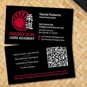 Cartão De Visita Instrutor de academia de judô - Kanji e sol nascen