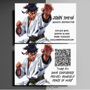 Cartão De Visita Instrutor de Artes Marciais de Karatê Taekwondo Ju