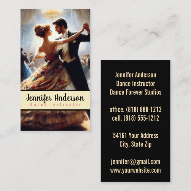 Cartão De Visita Instrutor de Dança Dança de Casais (Frente/Verso)