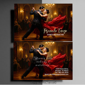 Cartão De Visita Instrutor de Dança Tango Salsa Elegante