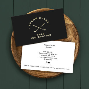 Cartão De Visita Instrutor de Golf Pro Cruzado Golf Clubs Preto