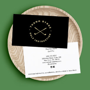 Cartão De Visita Instrutor de Golf Simples Pro Crossed Golf Clubs