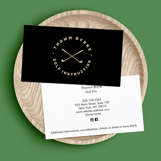 Cartão De Visita Instrutor de Golf Simples Pro Crossed Golf Clubs (Criador carregado)