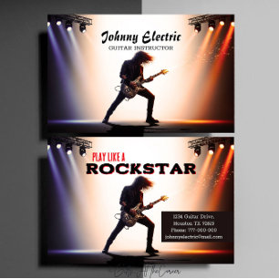 Cartão De Visita Instrutor de Guitarra Rock Star