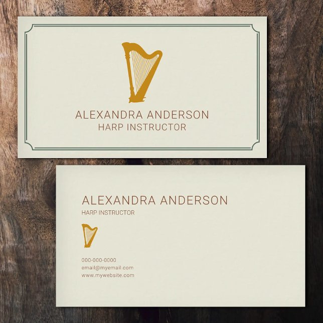 Cartão De Visita Instrutor de Harpa Minimalista (Minimalist Harp Instructor Business Card)