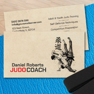 Cartão De Visita Instrutor de Judô - Kanji e Judoka 